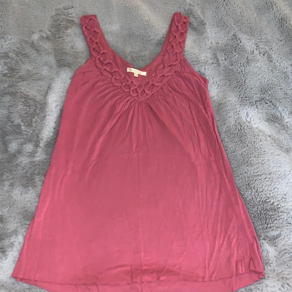 Pink tank with braided straps